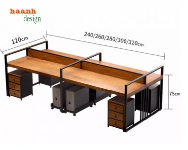 Mẫu bàn làm việc nhân viên có vách ngăn, thiết kế hiện đại-VPN 014