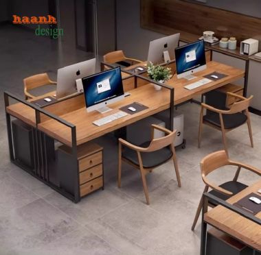 Mẫu bàn làm việc nhân viên có vách ngăn, thiết kế hiện đại-VPN 014