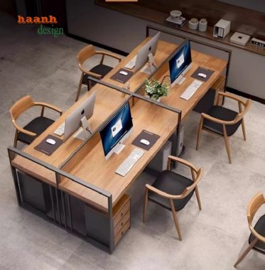 Mẫu bàn làm việc nhân viên có vách ngăn, thiết kế hiện đại-VPN 014