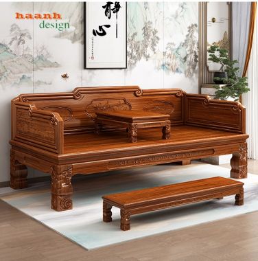 Giường la hán gỗ tự nhiên giả cổ phong cách á đông SBT 002