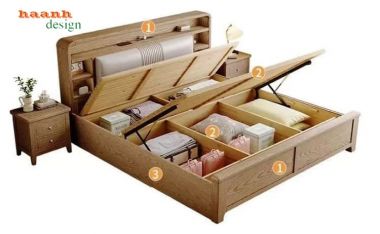 Giường Gỗ Tự Nhiên Hiện Đại Thiết Kế Tối Giản Đầy Tinh Tế-DHN 016