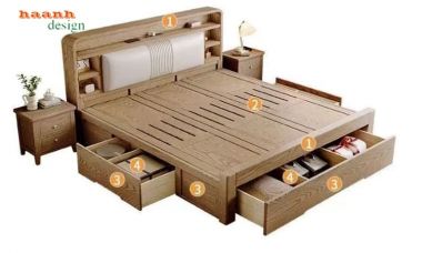 Giường Gỗ Tự Nhiên Hiện Đại Thiết Kế Tối Giản Đầy Tinh Tế-DHN 016