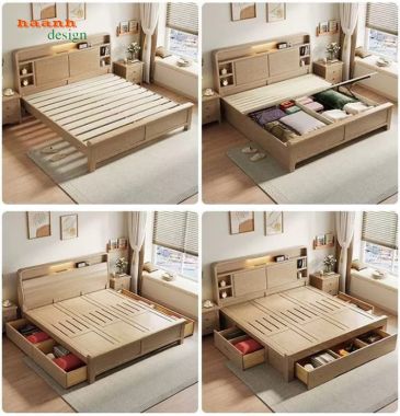 Giường Gỗ Tự Nhiên Hiện Đại Thiết Kế Tối Giản Đầy Tinh Tế-DHN 016