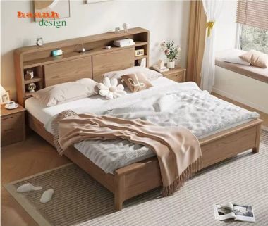 Giường Gỗ Tự Nhiên Hiện Đại Thiết Kế Tối Giản Đầy Tinh Tế-DHN 016
