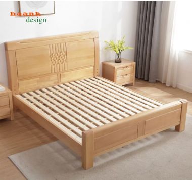 Giường ngủ gỗ tự nhiên hiện đại – xu hướng nội thất 2026-DHN 015