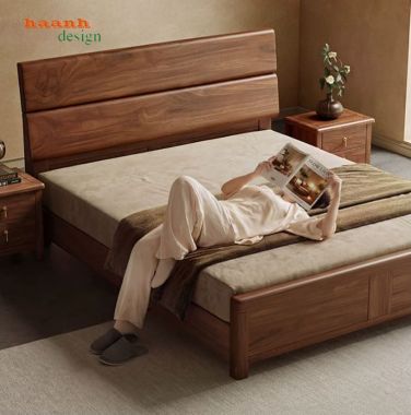 Giường ngủ gỗ óc chó Hà Nội-DHN 018