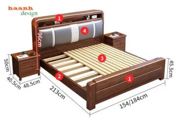 Mẫu Giường Gỗ Tự Nhiên Đẹp Cao Cấp Từ Gỗ Óc Chó Bắc Mỹ-DHN 017