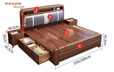 Mẫu Giường Gỗ Tự Nhiên Đẹp Cao Cấp Từ Gỗ Óc Chó Bắc Mỹ-DHN 017