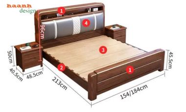 Mẫu Giường Gỗ Tự Nhiên Đẹp Cao Cấp Từ Gỗ Óc Chó Bắc Mỹ-DHN 017