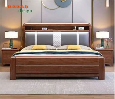Mẫu Giường Gỗ Tự Nhiên Đẹp Cao Cấp Từ Gỗ Óc Chó Bắc Mỹ-DHN 017