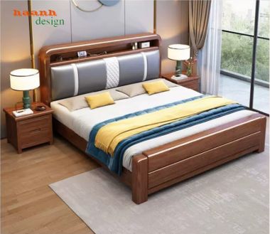 Mẫu Giường Gỗ Tự Nhiên Đẹp Cao Cấp Từ Gỗ Óc Chó Bắc Mỹ-DHN 017