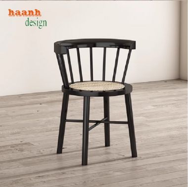 Bàn ghế ăn gỗ sồi tự nhiên kết hợp mây thủ công-BGA 012