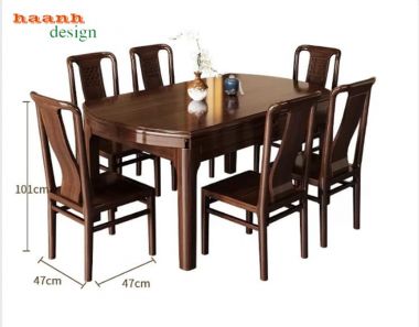 Bàn ghế ăn mở rộng linh hoạt kèm mâm tròn - BGA 015