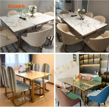 Bàn Ghế Ăn Chân Inox Mặt Đá – Đẳng Cấp Cho Mọi Không Gian-BGS 005