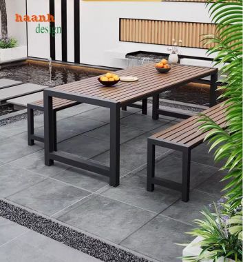 Sáng tạo không gian sống với bàn ghế chân sắt gỗ-NTG 022