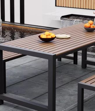 Sáng tạo không gian sống với bàn ghế chân sắt gỗ-NTG 022