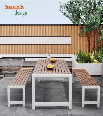 Sáng tạo không gian sống với bàn ghế chân sắt gỗ-NTG 022