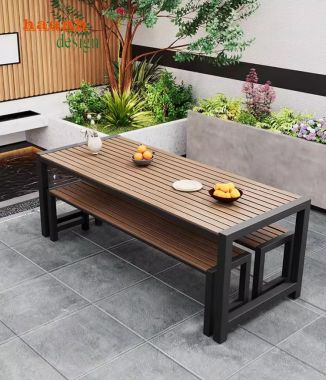 Sáng tạo không gian sống với bàn ghế chân sắt gỗ-NTG 022