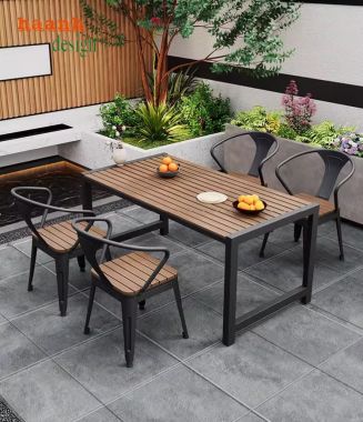 Sáng tạo không gian sống với bàn ghế chân sắt gỗ-NTG 022