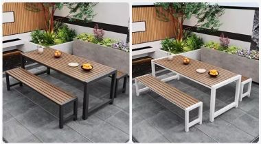 Sáng tạo không gian sống với bàn ghế chân sắt gỗ-NTG 022