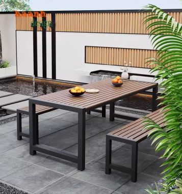 Sáng tạo không gian sống với bàn ghế chân sắt gỗ-NTG 022