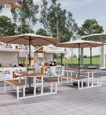 Nâng cao không gian với bàn cafe sắt gỗ sân vườn-NTG 021