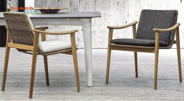 Bàn ghế gỗ teak kết hợp mây nhựa BGT 001