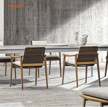 Bàn ghế gỗ teak kết hợp mây nhựa BGT 001