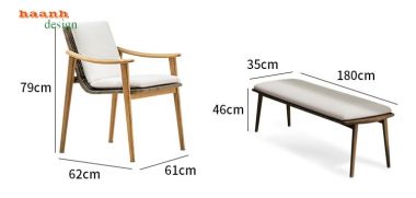 Bàn ghế gỗ teak kết hợp mây nhựa BGT 001