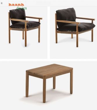 Bàn ghế sân vườn ngoài trời gỗ Teak tự nhiên chuyên dùng BGT 009