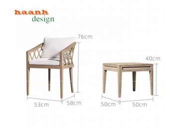 Bàn ghế ngoài trời gỗ Teak tự nhiên BGT 013