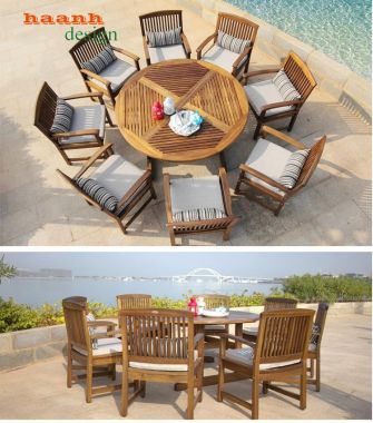 Bàn ghế gỗ Teak sân vườn ngoài trời BGT 010