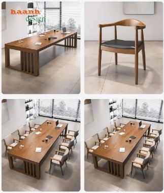 Bàn ghế hội nghị gỗ tự nhiên bền đẹp, giá tận xưởng-PHH 011