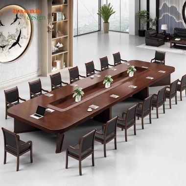 Bàn ghế phòng họp gỗ tự nhiên chuyên nghiệp PHH 004