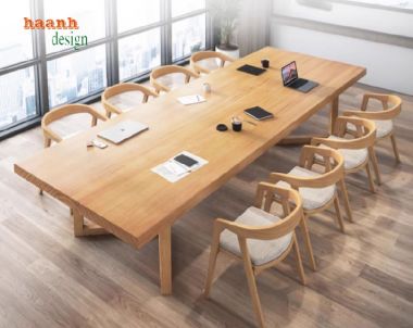 Thiết kế bàn họp gỗ sồi tự nhiên cho văn phòng hiện đại-PHH 009