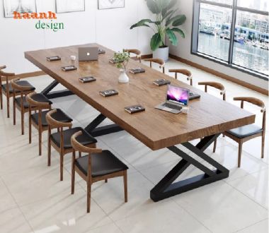 Bàn hội nghị chân sắt mặt gỗ – Lựa chọn lý tưởng cho văn phòng-BHS 009