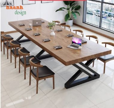 Bàn hội nghị chân sắt mặt gỗ – Lựa chọn lý tưởng cho văn phòng-BHS 009