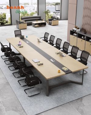 Bàn hội nghị sắt gỗ hiện đại – Bền đẹp, tối ưu không gian họp-BHS 010
