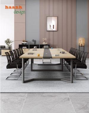 Bàn hội nghị sắt gỗ hiện đại – Bền đẹp, tối ưu không gian họp-BHS 010