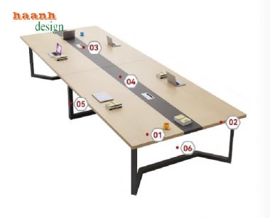 Bàn hội nghị sắt gỗ hiện đại – Bền đẹp, tối ưu không gian họp-BHS 010