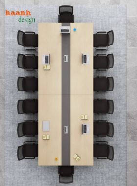 Bàn hội nghị sắt gỗ hiện đại – Bền đẹp, tối ưu không gian họp-BHS 010