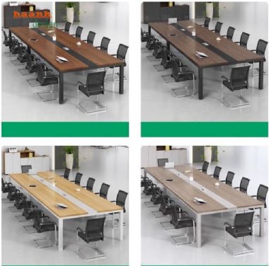 Mẫu bàn họp chân sắt mặt gỗ đẹp, sang trọng cho doanh nghiệp-BHS 012