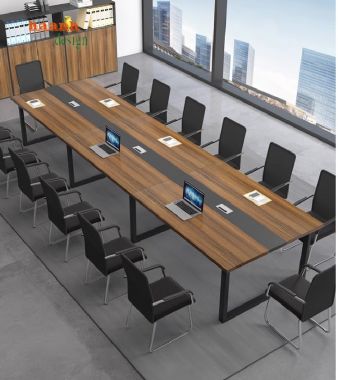 Đẳng cấp với bàn họp chân sắt mặt gỗ công nghiệp-BHS 007