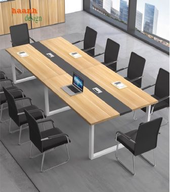 Đẳng cấp với bàn họp chân sắt mặt gỗ công nghiệp-BHS 007