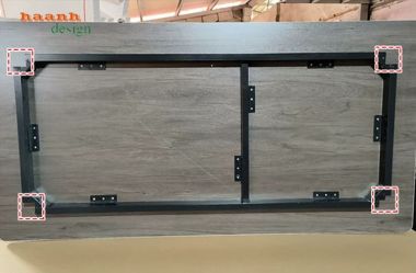 Bàn họp chân sắt mặt gỗ bo góc hiện đại - BHS 018