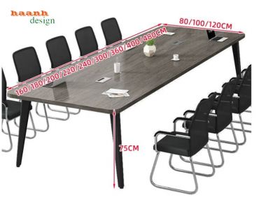 Bàn họp chân sắt mặt gỗ bo góc hiện đại - BHS 018