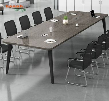 Bàn họp chân sắt mặt gỗ bo góc hiện đại - BHS 018