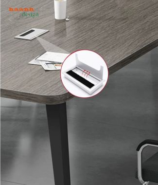Bàn họp chân sắt mặt gỗ bo góc hiện đại - BHS 018