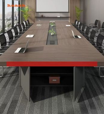 Bàn họp gỗ công nghiệp 4m có hộp kết nối - PHH 017