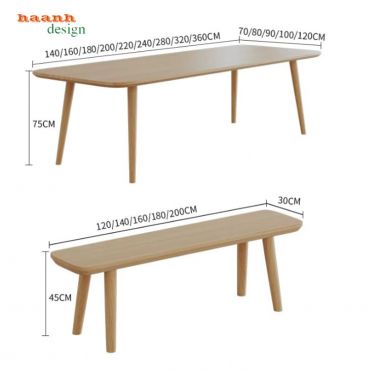 Bàn họp gỗ tự nhiên dáng dài bo góc hiện đại - HPP 018
